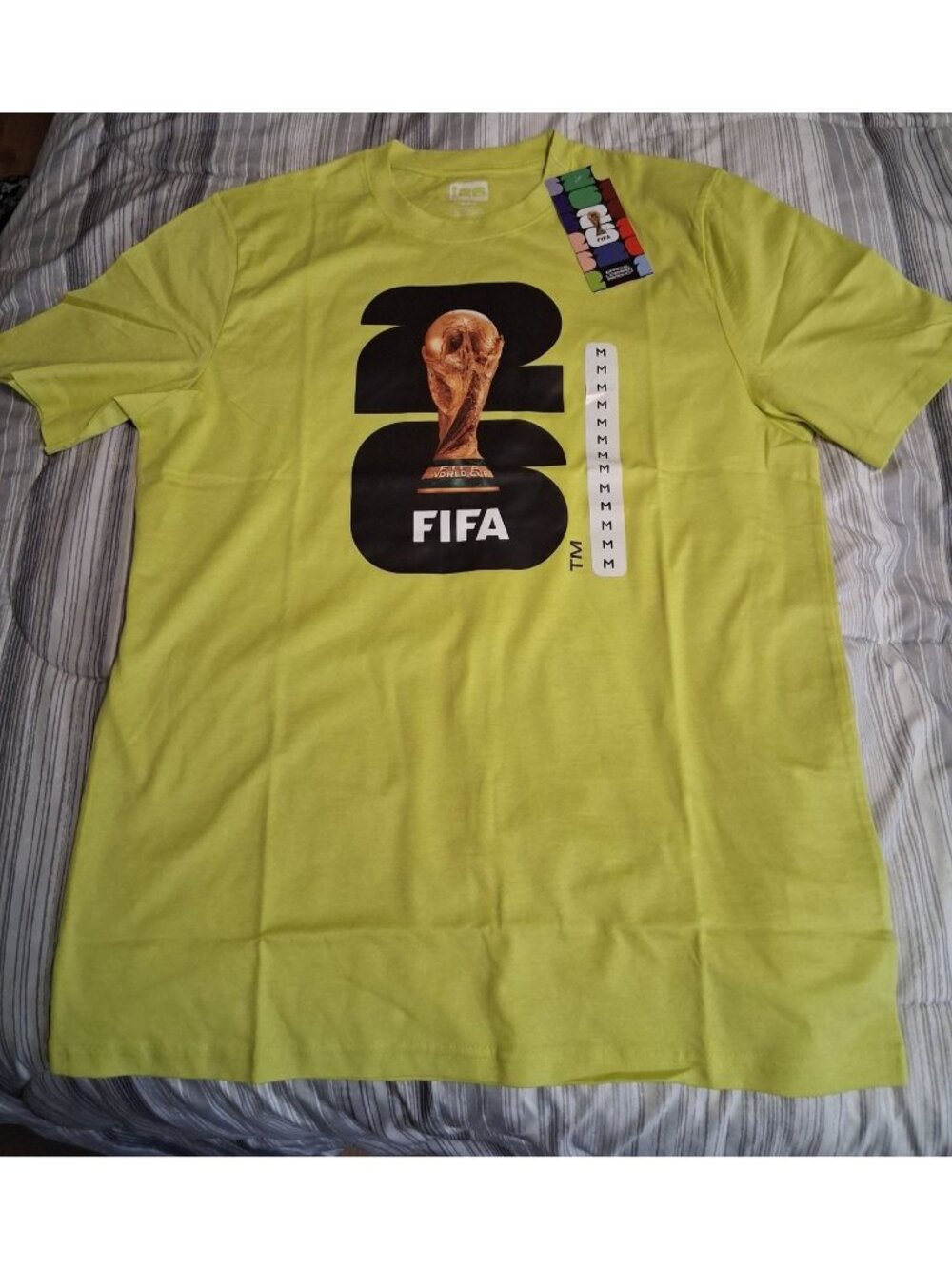 NWT Fifa World Cup 2026 100% Cotton T-Shirt Yellow Green Size Medium MSRP $19.99